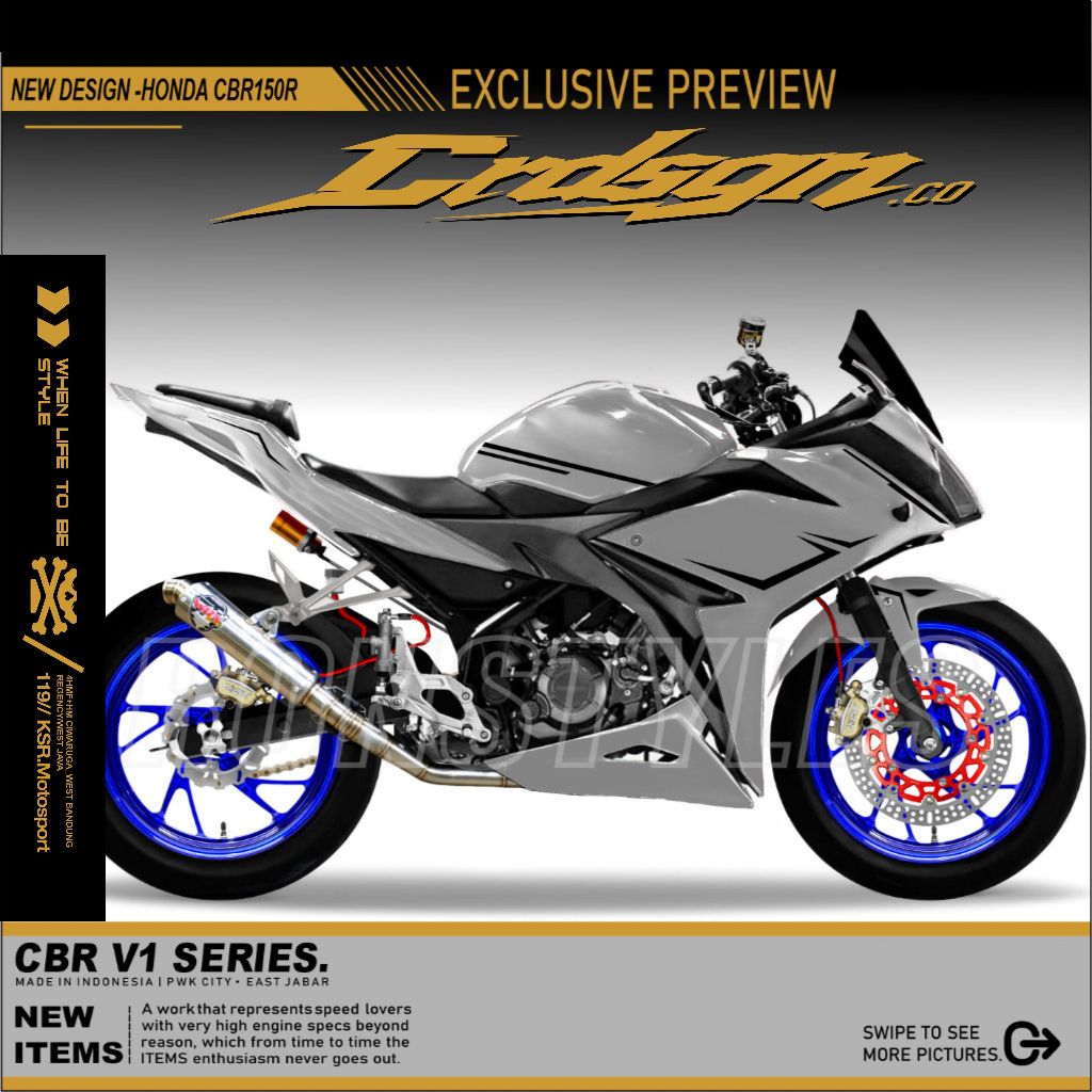 Cutting Sticker Striping Variasi Cbr150R Stiker Variasi Cbr Lis Body CBR 2016-2020 Striping Cbr Face