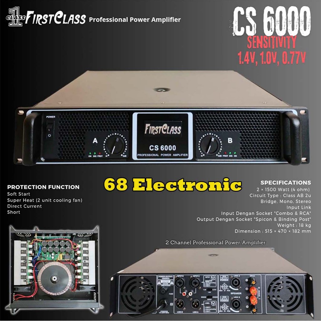 Firstclass FC Power Amplifier Cs6000 CS 6000 CS-6000 cs6000 1500 WATTS X 2  Original