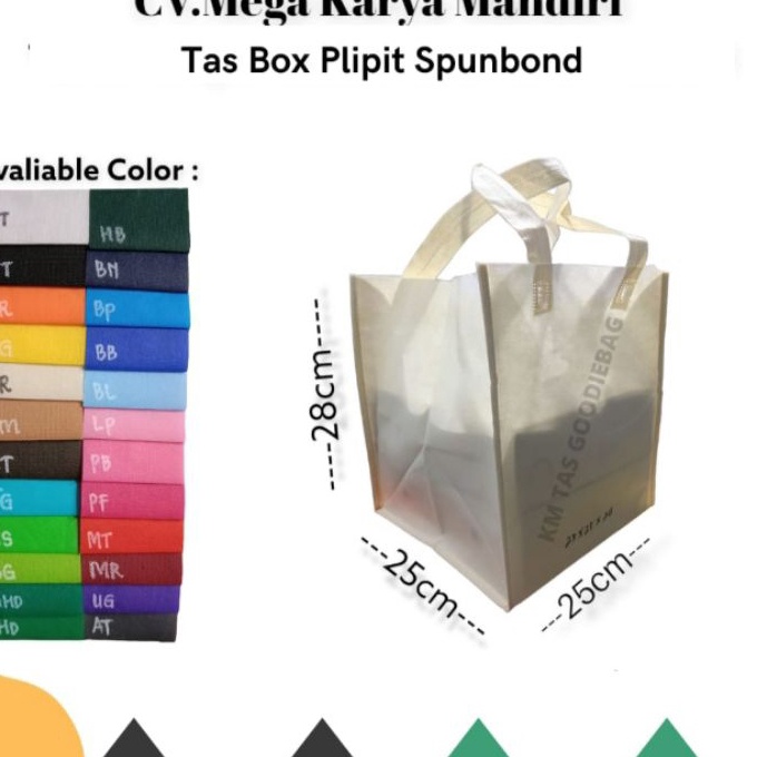 

Eksklusif Goodiebag box plipit uk 25x25x 28isi 12pcs tas spunbond tas kain box besek