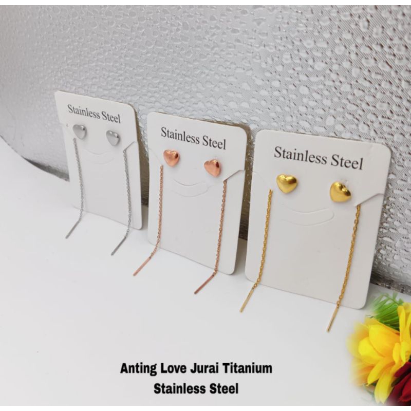 Anting Tusuk Titanium Love Jurai Anti Luntur Dan Anti Karat