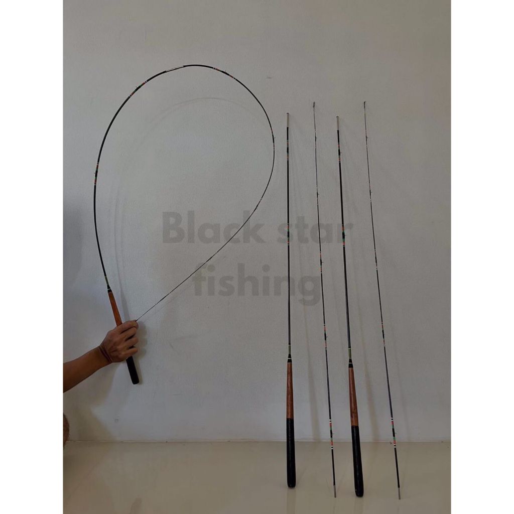 Joran jejer sambung super lentur wader 150cm gagang 2 warna black star fishing