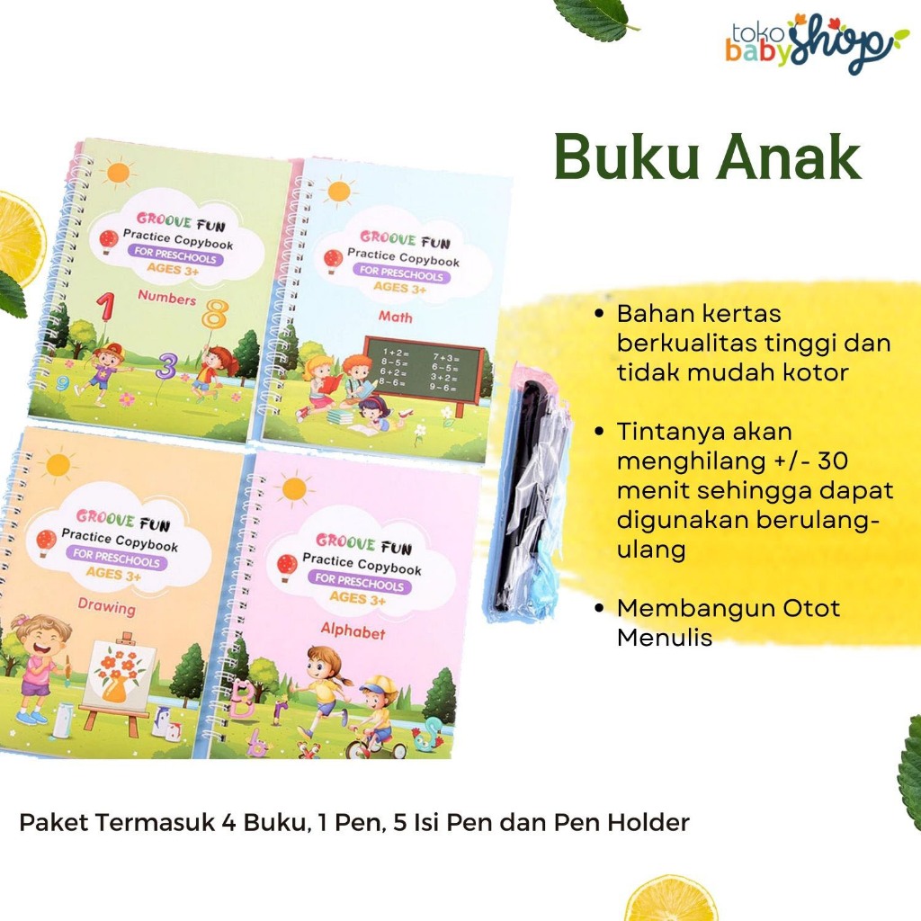 

Buku Anak Isi 4 Calistung Magic Book Set Pen Latihan Belajar Menulis Berhitung Menggambar Matematika