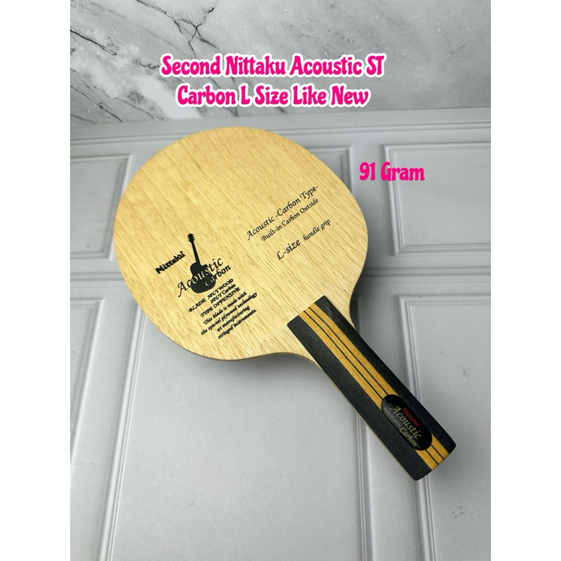 Second kayu bet bat blade tenis meja pingpong Nittaku Acoustic Carbon ST L size like new original ma