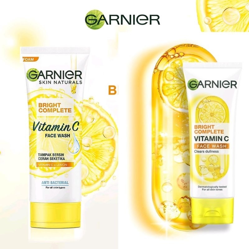 GARNIER SABUN CUCI MUKA brightening bright complete face wash foam Pure Lemon 100 ml