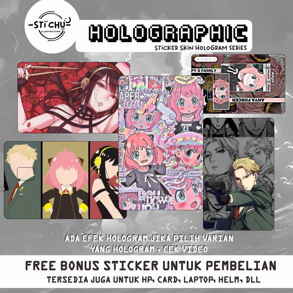 

BERKUALITAS Sticker Kartu Atm Skin Card HOLOGRAM SPY X FAMILY geto flazz emoney