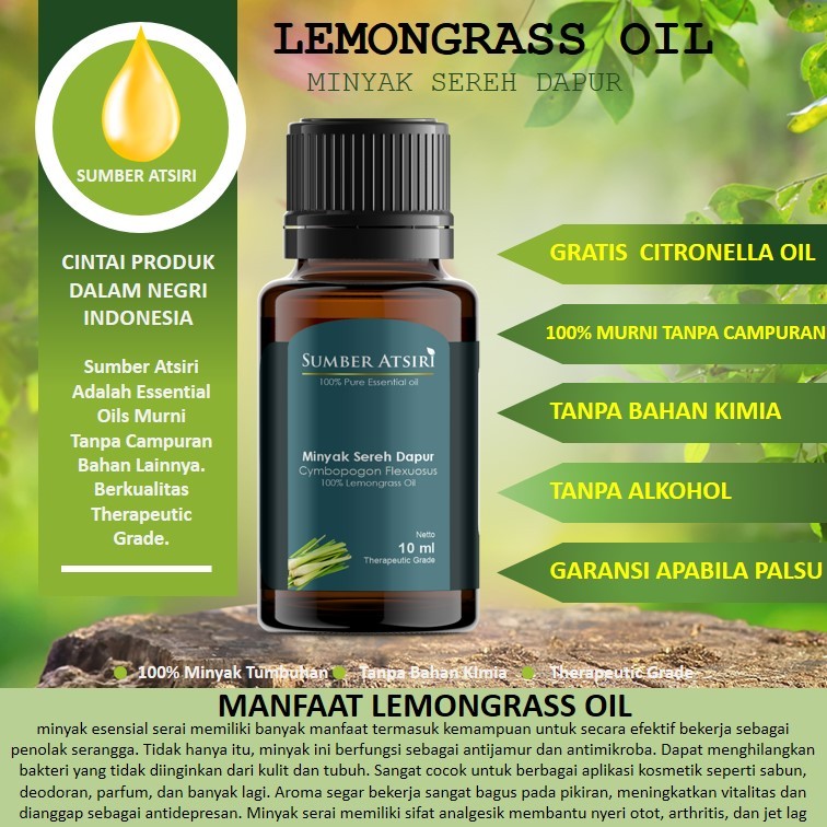 Essential oil PURE lemongrass 10 ML, 5 ml-minyak atsiri-minyak sereh dapur-aromaterapi SERAI