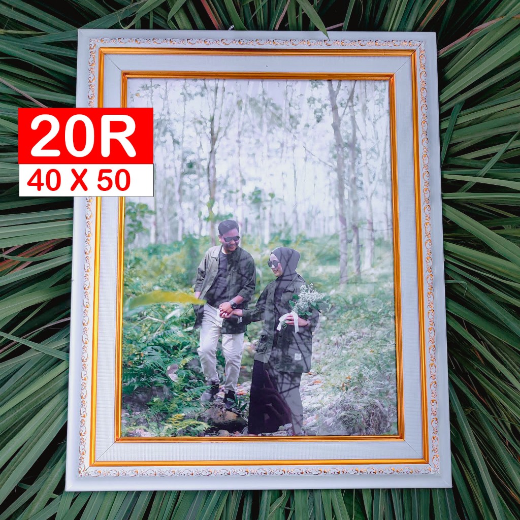 PROMO BINGKAI 20R (40X50) / BINGKAI FOTO 16R UKIR PUTIH GOLD + LINE