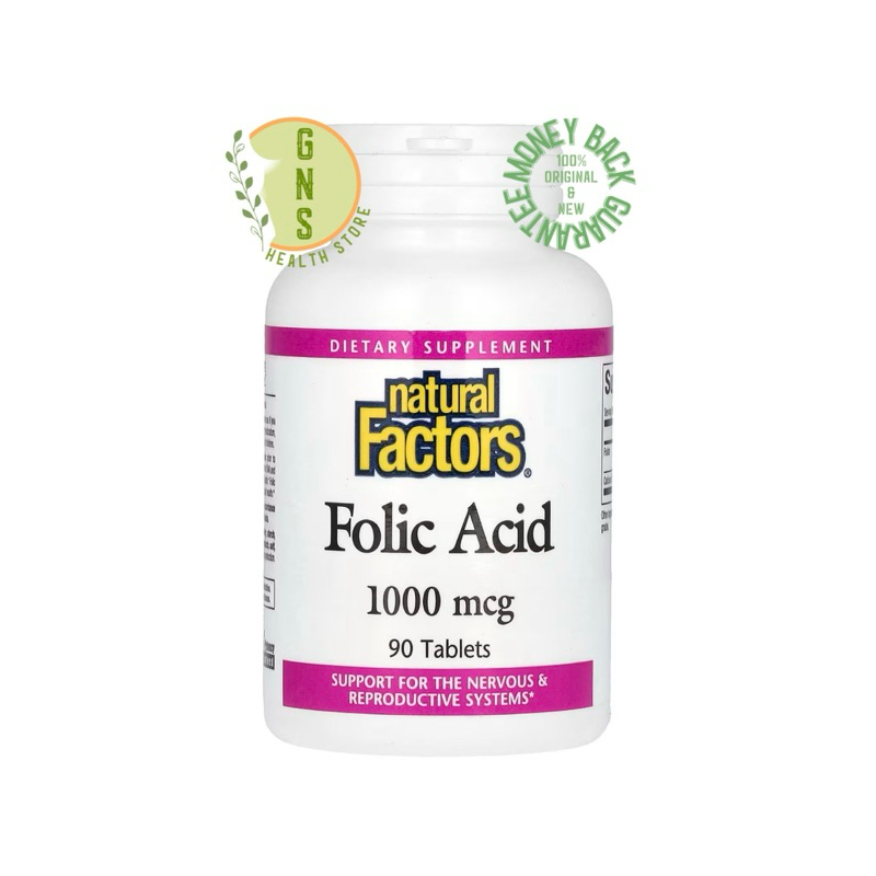 Natural Factors Folic Acid 1000 mcg 1000mcg Made in Canada