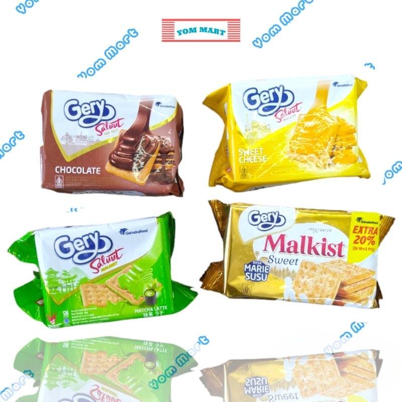 

GERY SALUUT MALKIS CHOCO, MATCHA, SWEET CHEESE DAN MARIE SUSU 100G