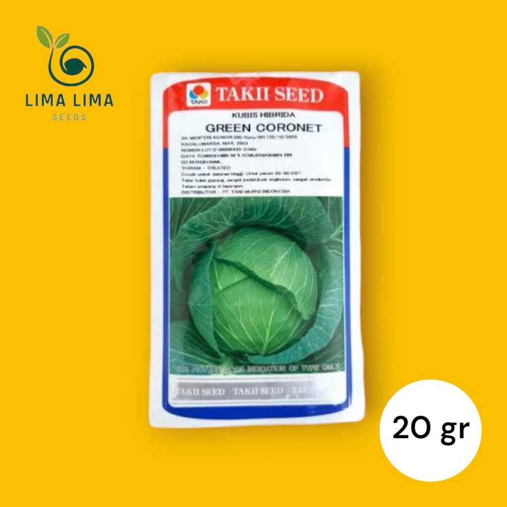 Kubis Merek Takii Seed GREEN CORONET (20 gram) 100% ORI