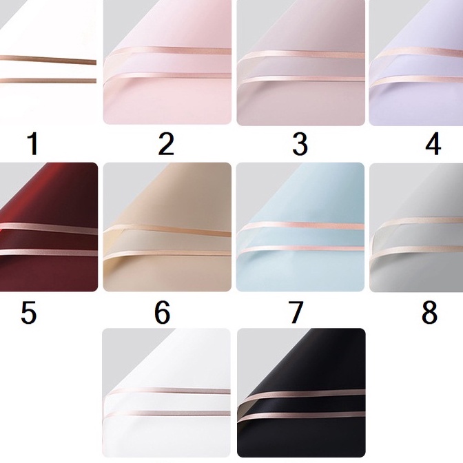 

KI3 2 LEMBAR Kertas Floral Flower Wrap 5858cm Pembungkus Bunga Gold Line Cellophane Jelly Film Ecer Florist Supplier