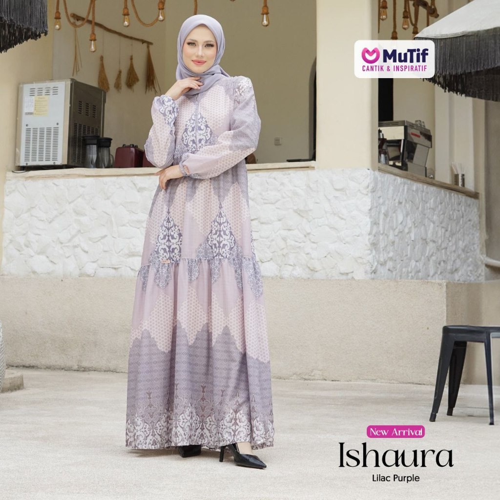 MUTIF Ishaura Lylac Sage - Baju Dress Gamis Busui Terbaru Terlaris - Fashion Muslim Wanita Dewasa Ba
