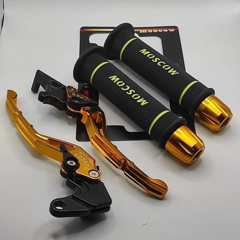 PAKET 3IN1 Handgrip MOSCOW + Handle Stelan Jarum + Jalu Stang Full CNC Universal Nmax,Aerox,Pcx,Vari