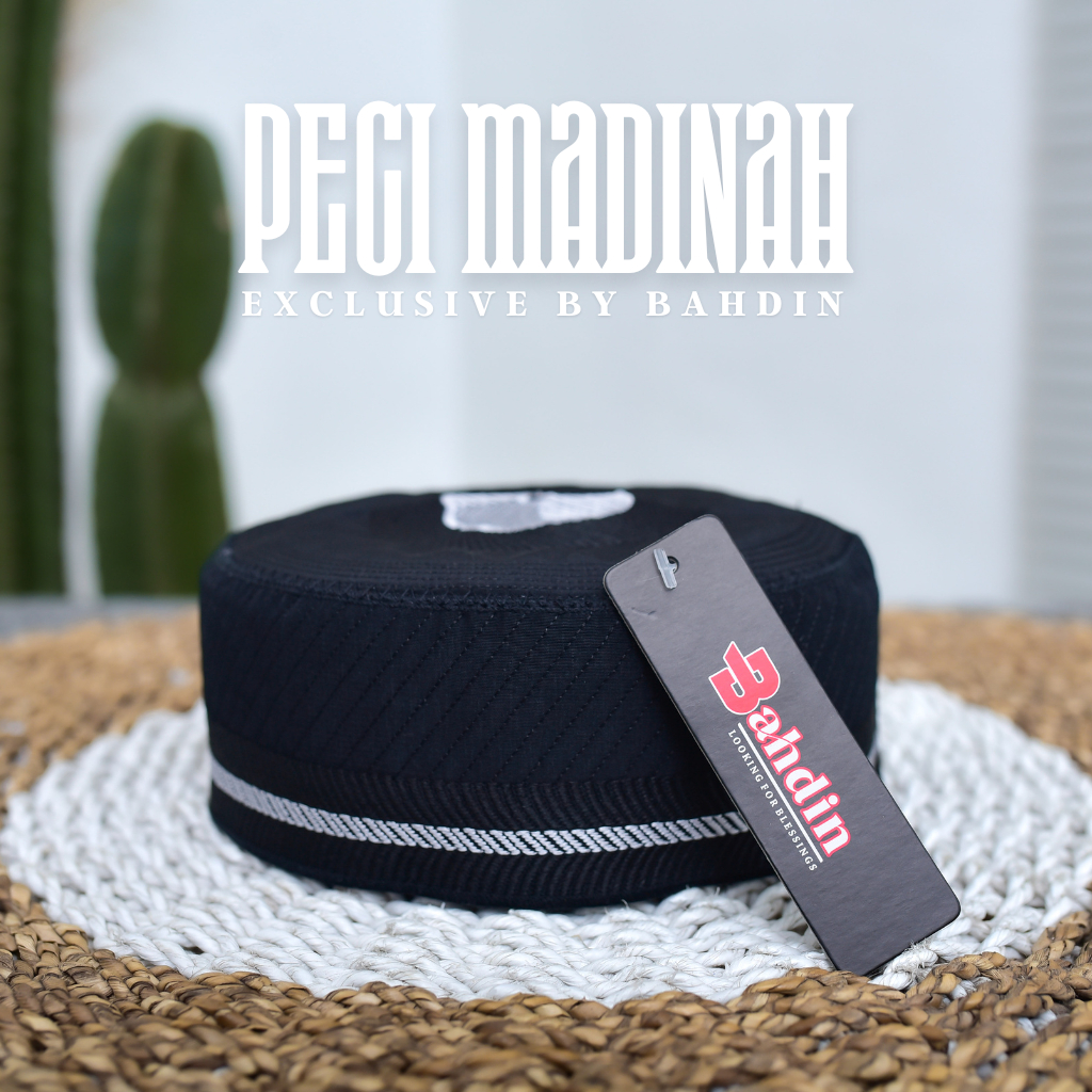 Peci Polos Hitam Madinah Bugis Motif Bordir Kurit Timbul Original Exclusive Bahdin Peci Songkok kopi