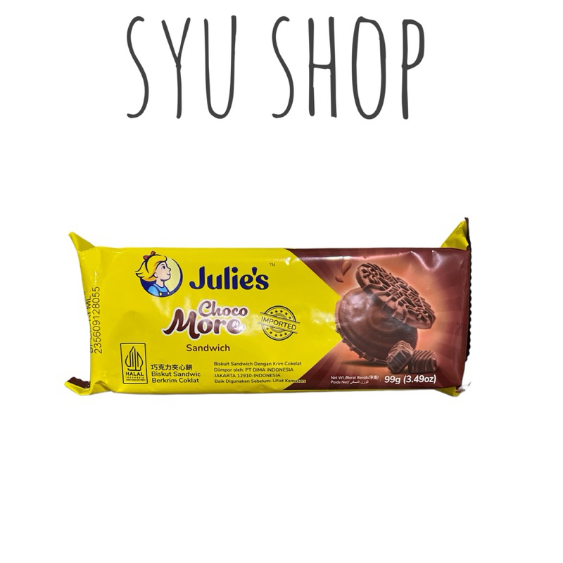 

Julies chocomore choco more 99gr double chocolate cookies biscuit sandwich