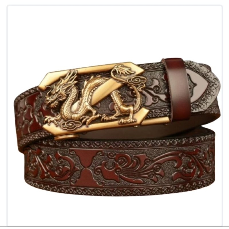 sabuk ikat pinggang kulit sapi asli  import Ukir Naga gasper kulit sapi asli