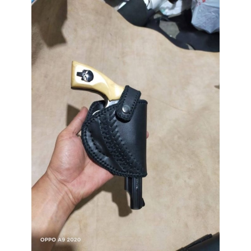 HOLSTER REVOLVER POLRI SARUNG SENJATA KULIT BERKUALITAS MODEL LUAR/ PINGGANG