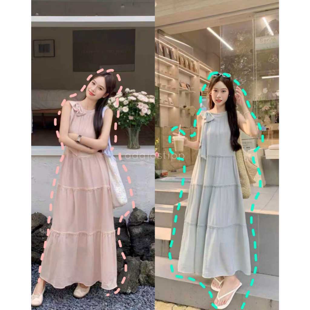 Dress Panjang Tanpa Lengan | Dress knit rajut wanita | dress pantai cantik /Long Dress