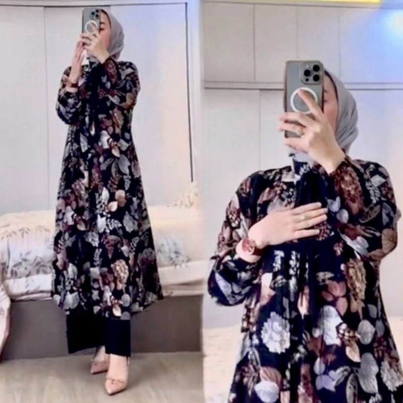 Long Tunik Tali Bella Set / Premium/Batik Pekalongan/Dress/Tunik Premium