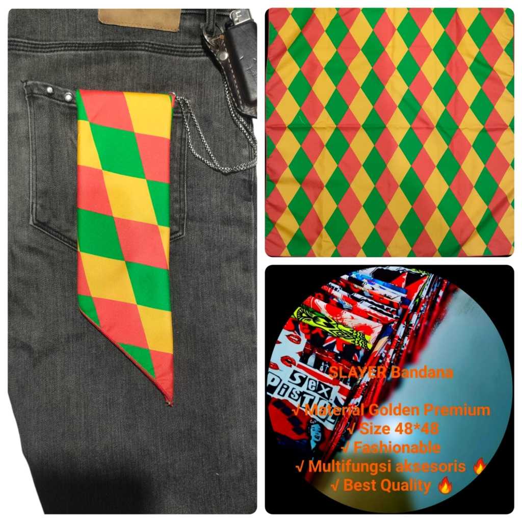 Syal Bandana Motif Catur Jamaica Aksesoris Fashion Skena
