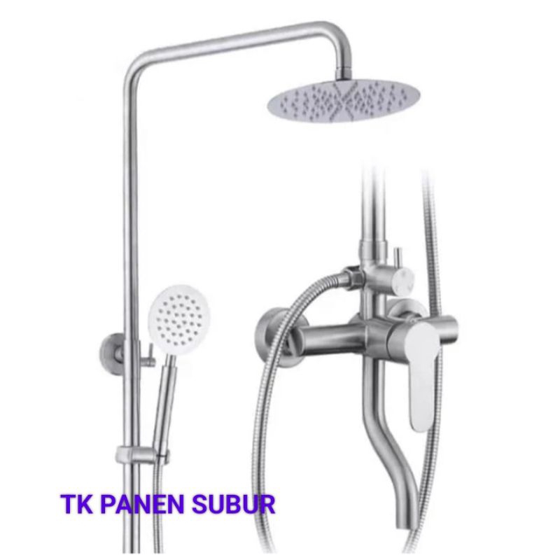 Shower tiang panas dingin Muya stainless Komplit set
