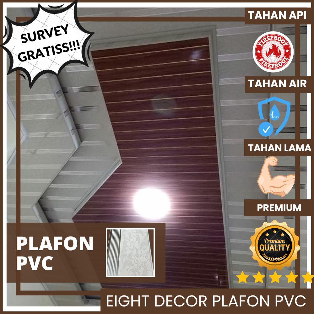 Plafon PVC Putih Motif Bunga Silver ED-33/Interior Atap Rumah Murah dan Mewah