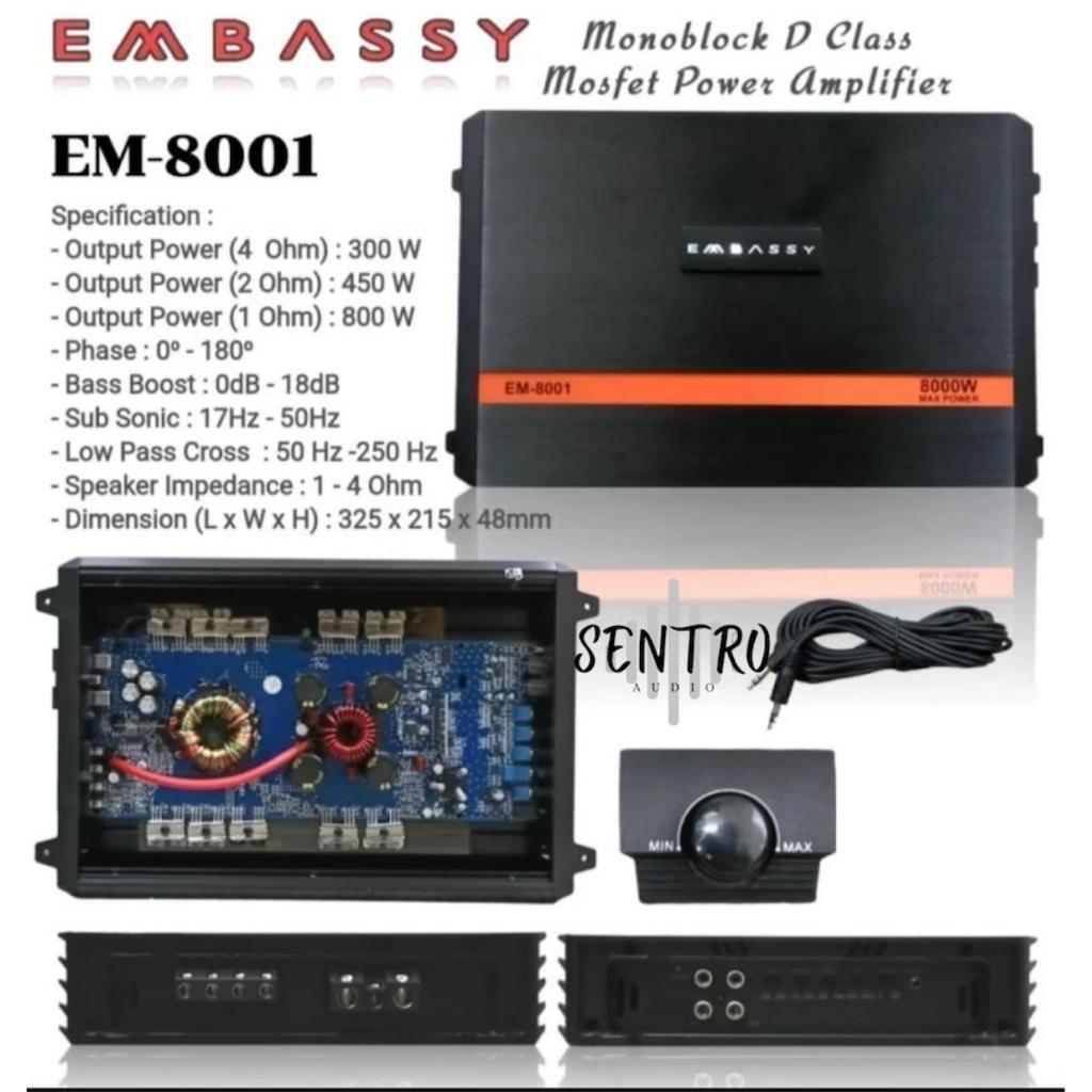 POWER MONOBLOCK EMBASSY EM-800.1 Class D