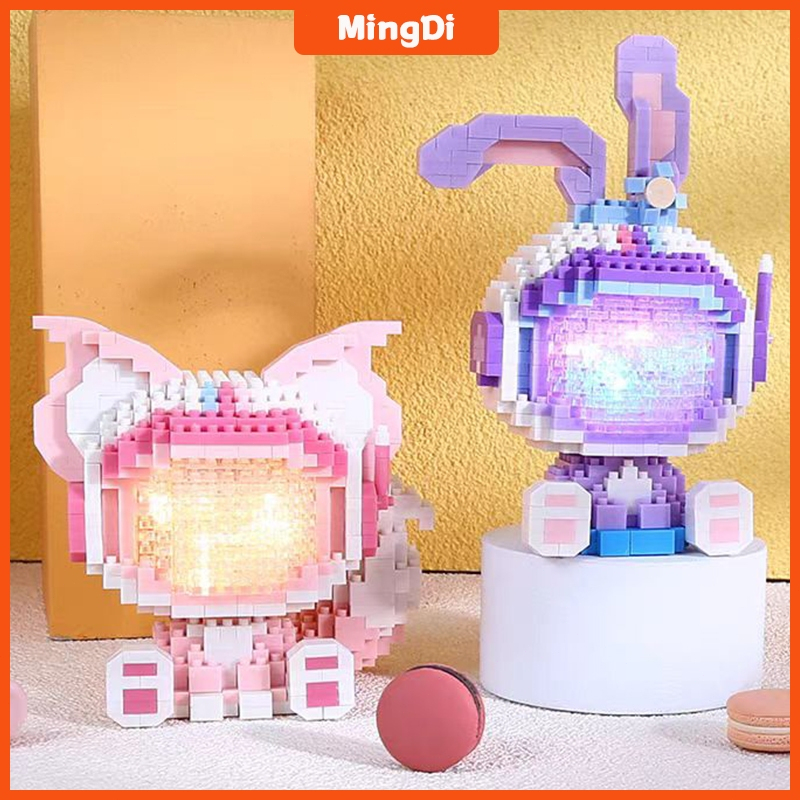 Bricks Sanrio LED Block Astronot Nano Block LinaBell/Minnie /Star Delu karakter kartun Mainan