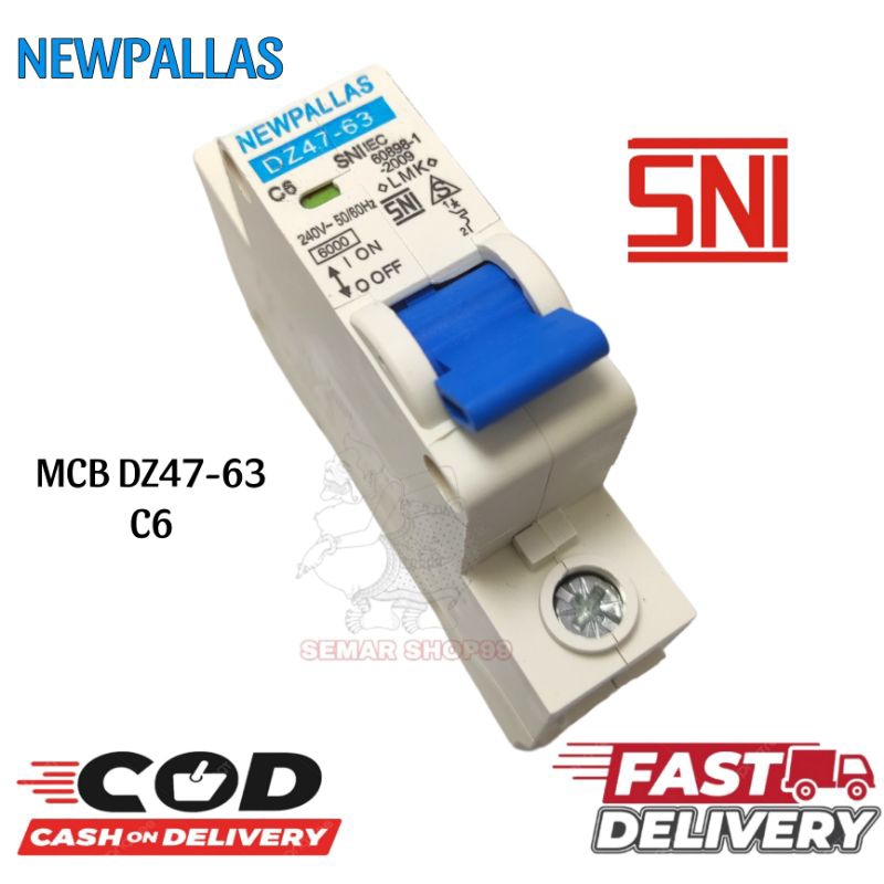 Mcb New Pallas 6 A ampere Listrik PLN/Ricstore mcb Newpallas (limit) ampere pemutus arus listrik SNI