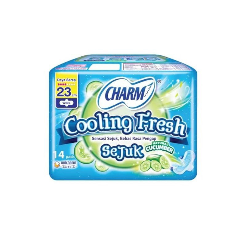 CHARM Cooling Fresh 23cm Sejuk Natural Cucumber 14pads