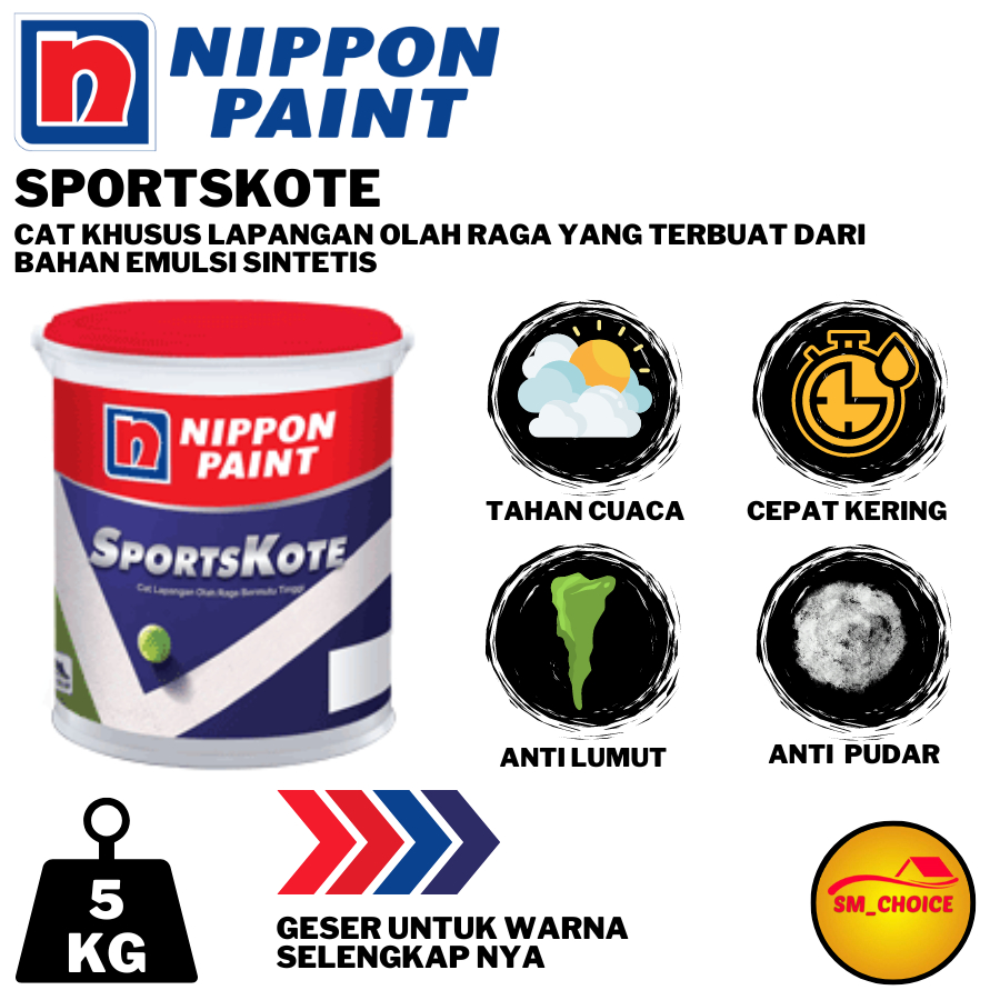 SPORTSKOTE 5KG CAT LAPANGAN (CAT LANTAI) NIPPON PAINT CAT MARKA JALAN