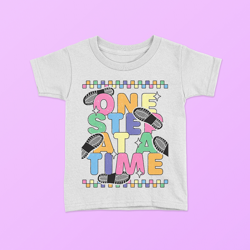 KAOS BAJU ANAK ONE STEP AT A TIME TEXT AESTHETIC| TSHIRT DISTRO BABY KIDS TEE / BAYI ANAK PUTIH LAKI