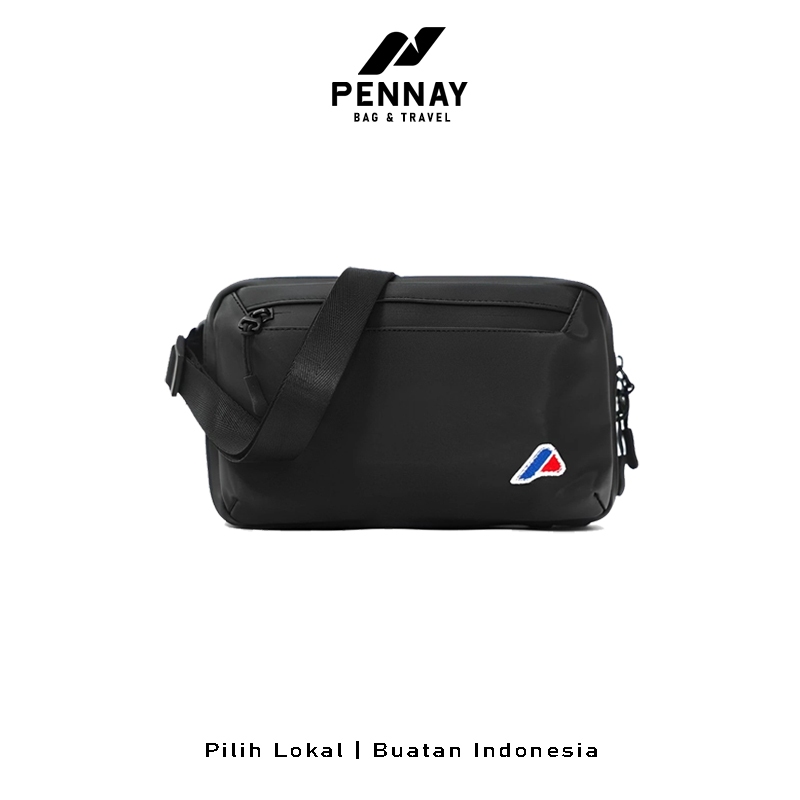 Pennay Man Lunox - Tas Selempang Waterproof Pria, Slingbag Crossbody Unisex Stylish & Casual Hitam
