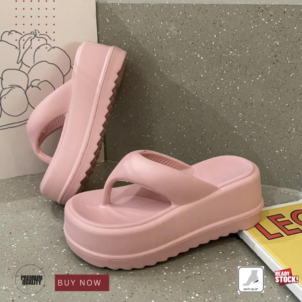 Sandal Wanita Jepit Wedges Tebal 5 cm Sandal Spons Wanita Sandal Jepit Sandal Jepit Jelly R-01