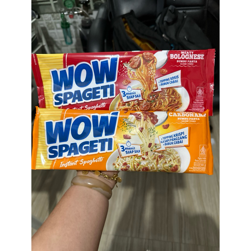 

Wow Spageti creamy carbonara, bolognese spageti, spageti instant, makanan instant, Mie instant