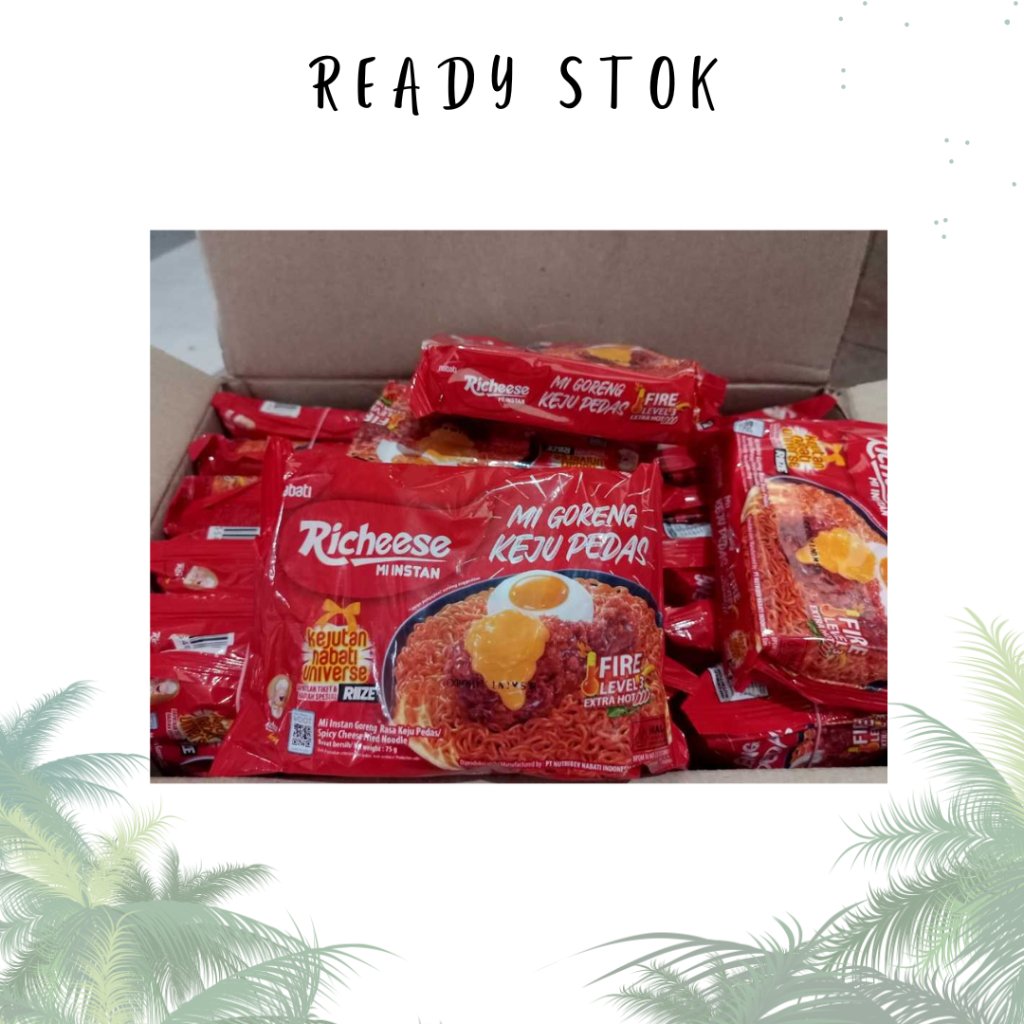 

Nabati Richeese Mi Goreng Instan Keju Pedas Fire Level 3 40x75 gr (Karton)