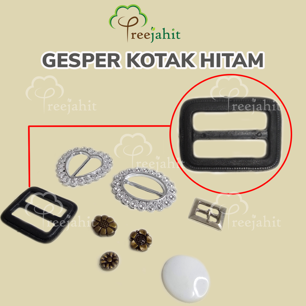 Kepala / Ring Gesper Kotak Hitam Baju Wanita Perempuan