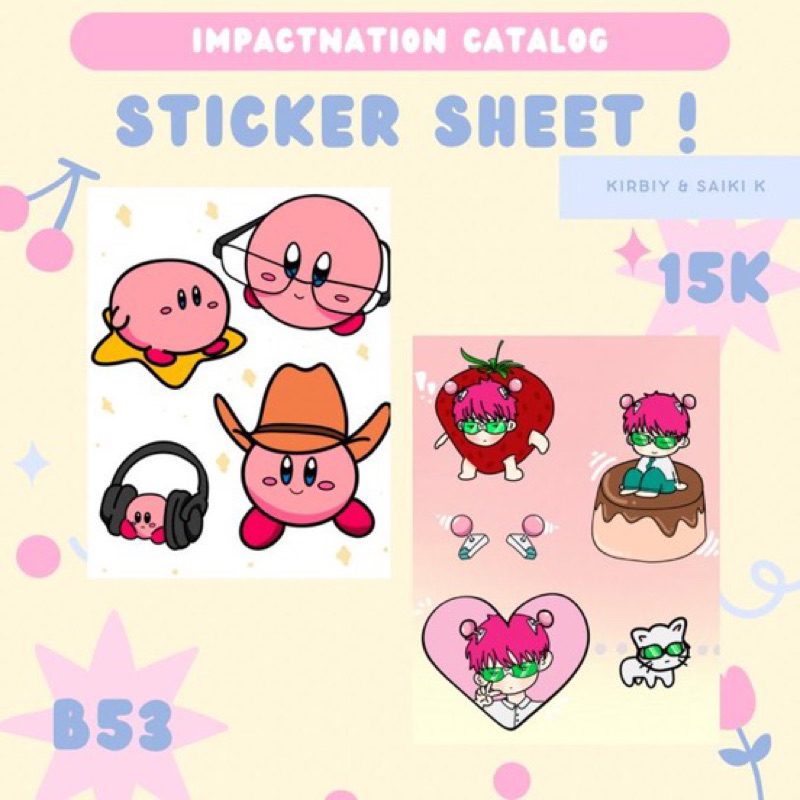 saiki k and kirby sticker sheet