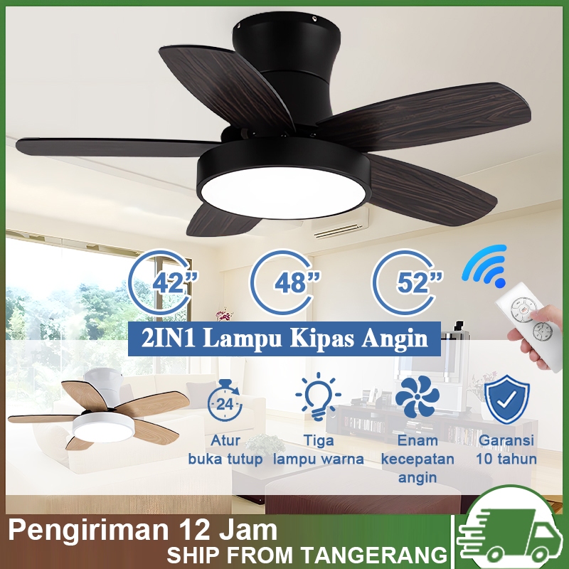 COD Lampu Plafon Kipas Angin Plafon lampu kipas angin gantung plafon 42/48 inci lampu kipas led Lamp