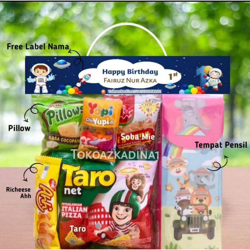 

SNACK ULANG TAHUN KHITANAN/GATHERING/TEDHAK SITEN FREE DESIGN NAMA