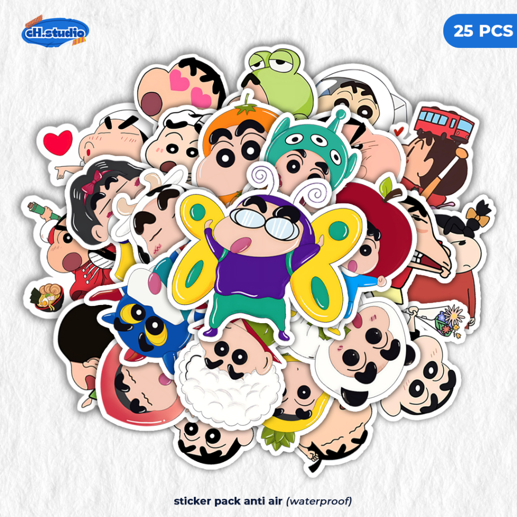 

Stiker Pack 25 PCS SINCHAN Lucu Aesthetic Vinyl Tahan Air Waterproof untuk Sticker Laptop - Casing - Buku Diary
