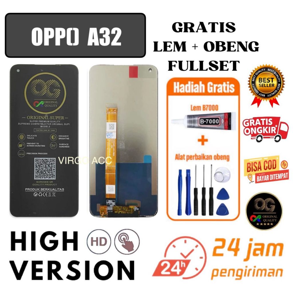 LCD OPPO A32 fullset free LEM + OBENG / LCD TOUCHSCREEN OPPO A32 ORIGINAL OG