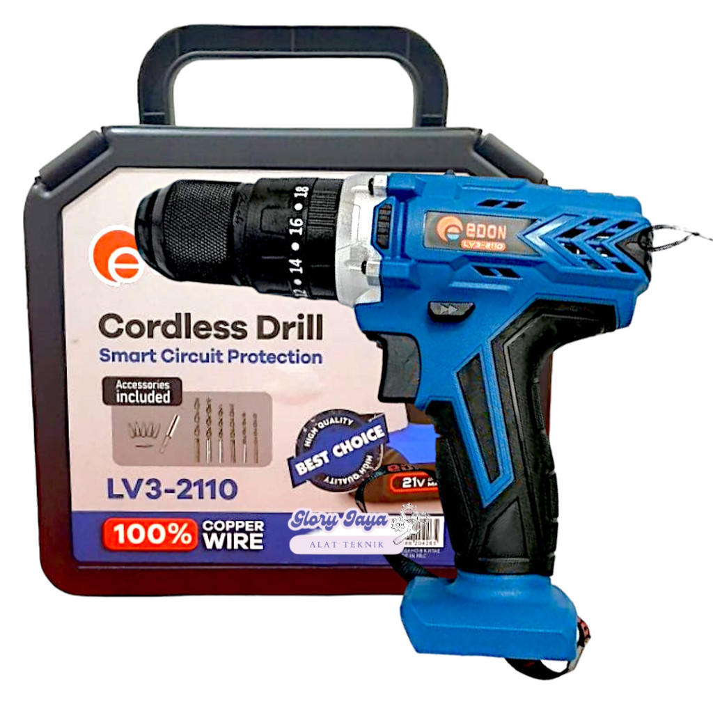 Mesin bor baterai 21 Volt / Impact cordless drill LV3 2110 Edon