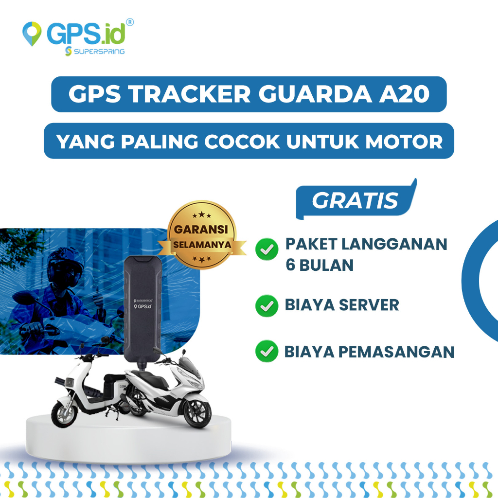 GPS ID TRACKER GUARDA A20 SUPERSPRING PELACAK COCOK UNTUK MOTOR