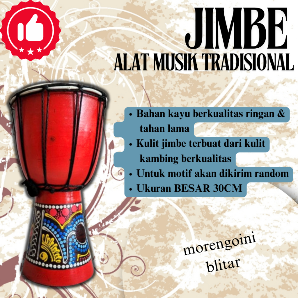 Kendang Jimbe Mainan Anak Alat Musik Tradisional uk. BESAR 30 cm