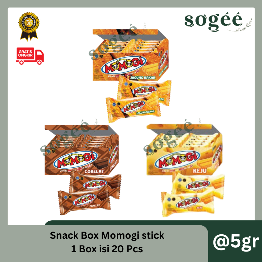 

Sogee ☘️ Momogi 1 Box/ 20 Pcs - Coklat/Keju/Jagung Bakar