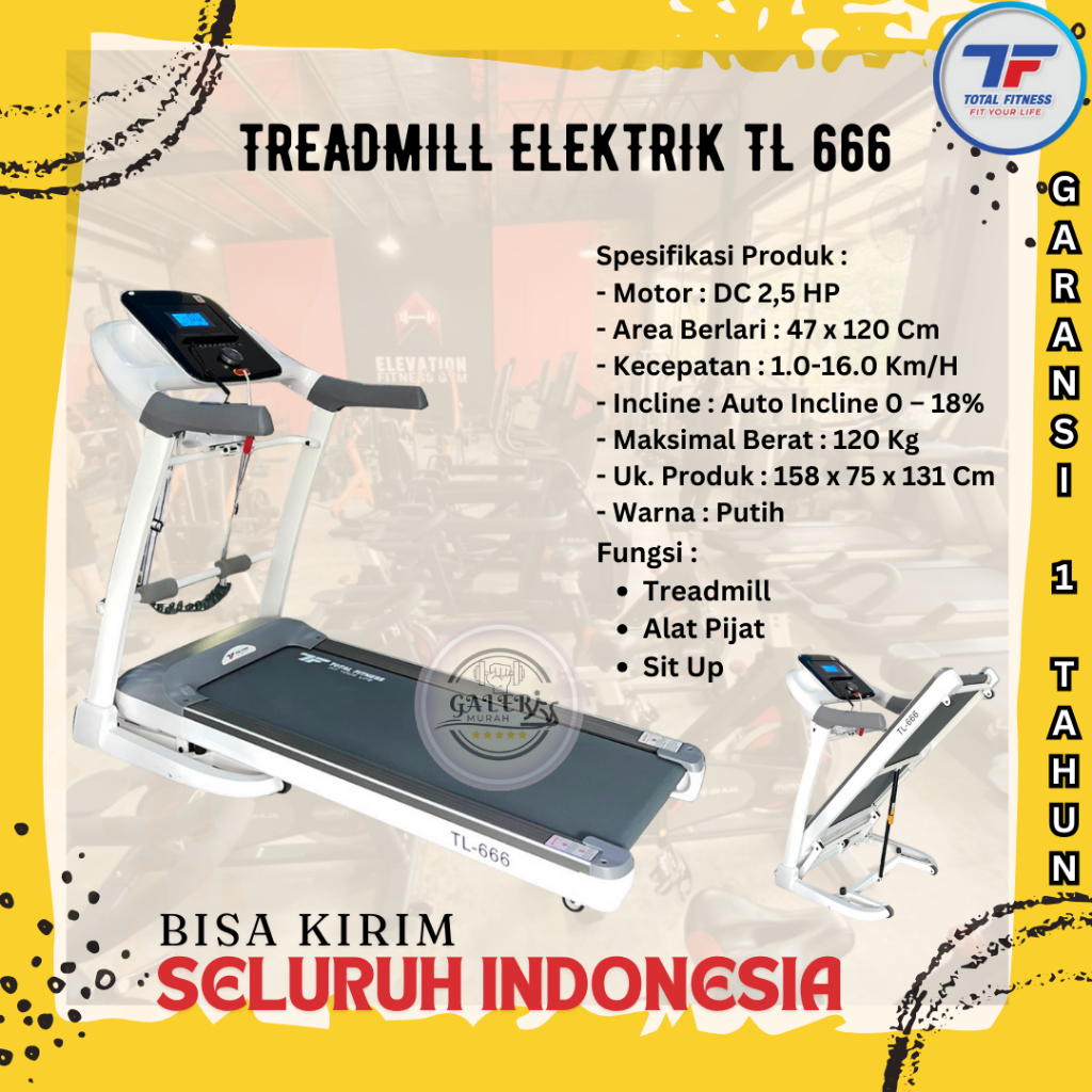 Alat Fitness Treadmill Elektrik TL-666 Total Fitness Murah