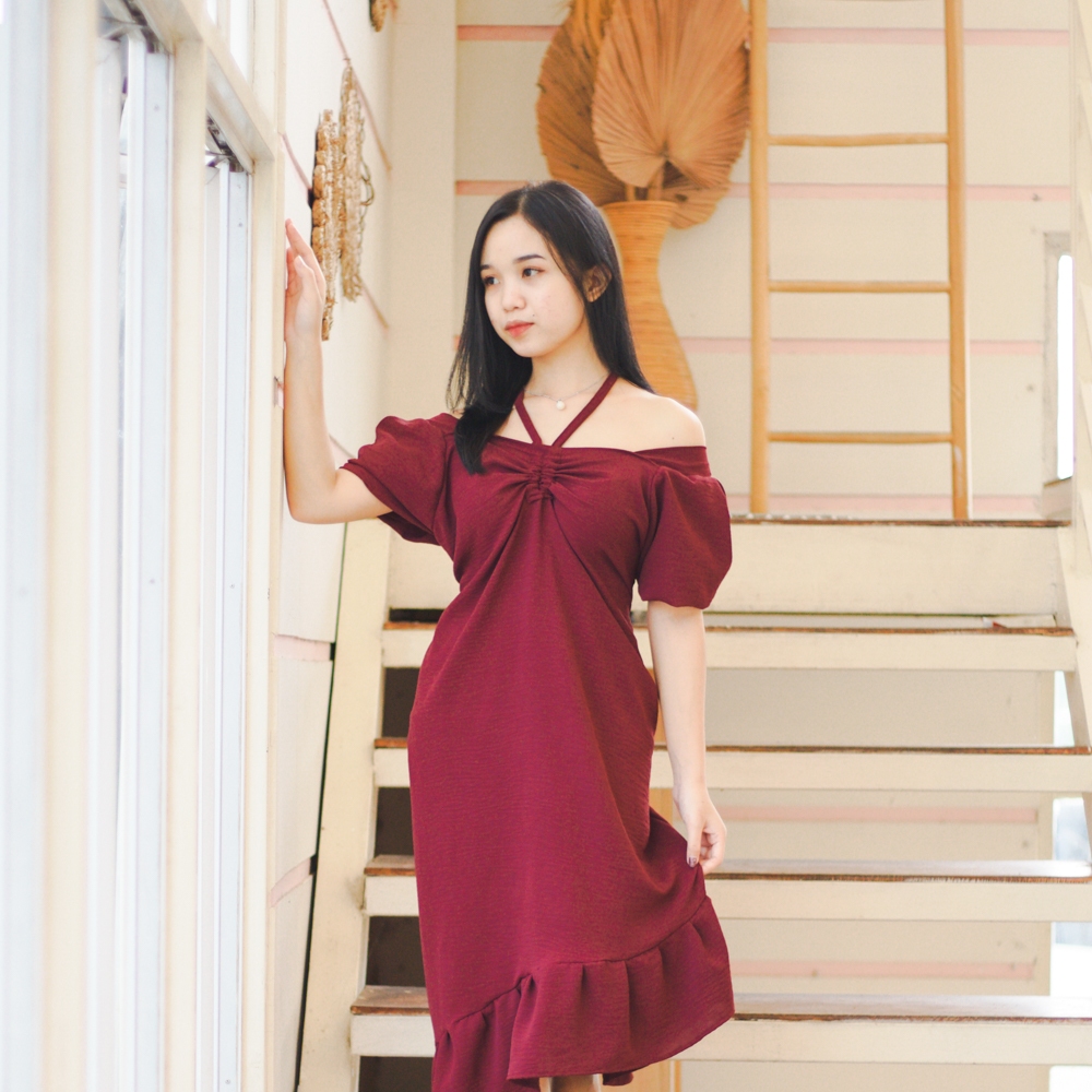 Midi Dress Yaara Korean Style serut dada LD 120 by Dasteran Bendino