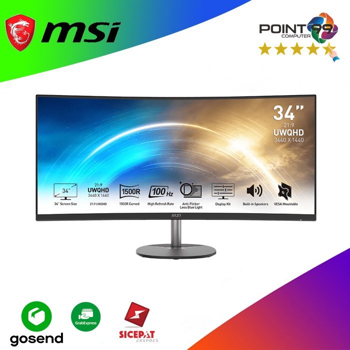 MSI PRO MP341CQ UltraWide UWQHD 1440p Speaker 2HDMI 1DP Monitor