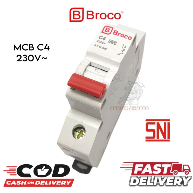 MCB Broco 1Phase 4A / Broco Mcb 4A /Broco Mcb Circuit Breaker 1 Phase / Mcb Broco/ Mcb Broco 4Ampere